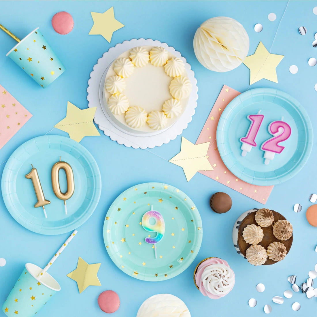 Türkiz papírtányérok, 18 cm – 6 db