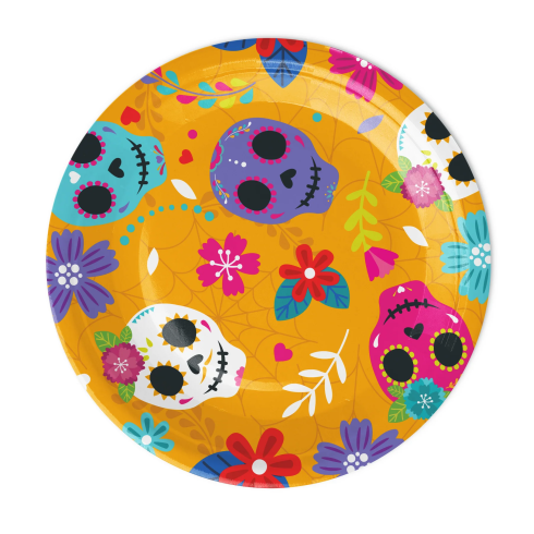 Papír tányérok Mexikói Halloween 18 cm - 6 db Papír tányérok Mexikói Halloween 18 cm - 6 db