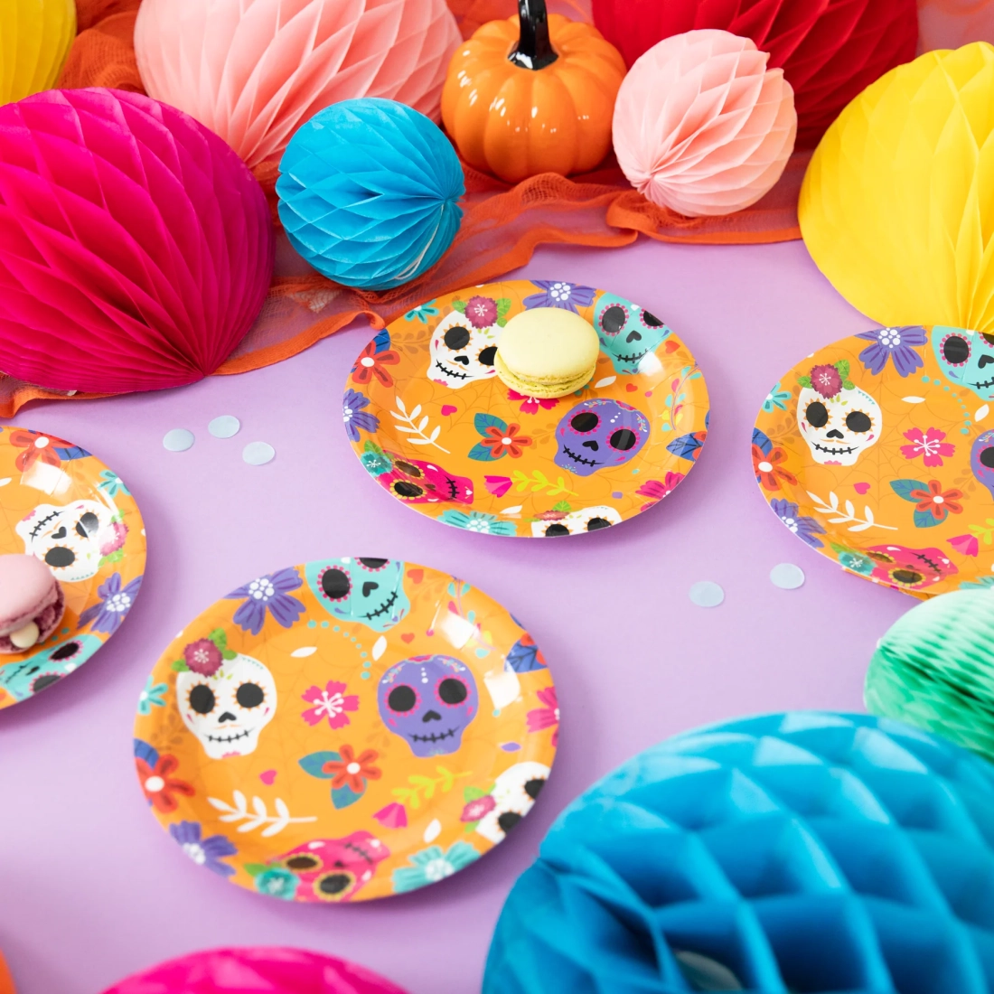 Farfurii din hârtie Halloween mexican, 18 cm – 6 buc.