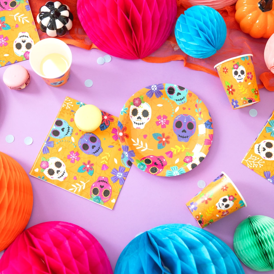 Farfurii din hârtie Halloween mexican, 18 cm – 6 buc.