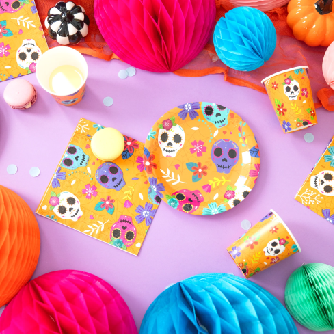 Papír tányérok Mexikói Halloween 18 cm - 6 db Papír tányérok Mexikói Halloween 18 cm - 6 db