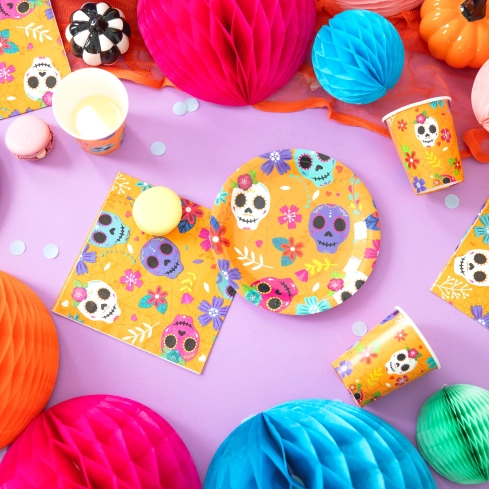 Papírové talířky Mexický Halloween 18 cm - 6 ks