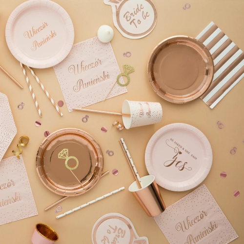 Farfurii din hârtie rose gold, 18 cm, 6 buc.