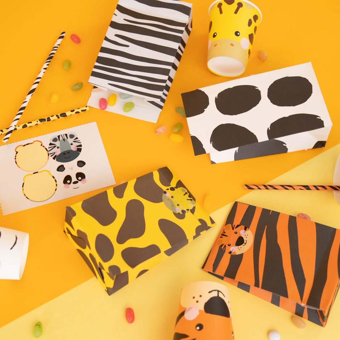 Punguțe de hârtie pentru dulciuri Safari, 4 buc.