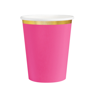 Papirnat kozarec fuksija Classic Gold 220 ml z zlatim robom, 6 kos