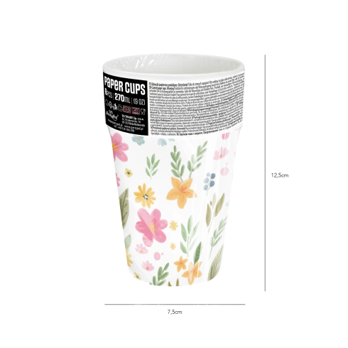 Mezőségi virágmintás papírpohár 270 ml – 6 darabos készlet Mezőségi virágmintás papírpohár 270 ml – 6 darabos készlet