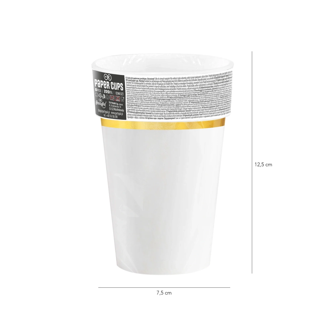 Papír pohár arany csíkkal Classic Gold 220 ml, 6 db készlet