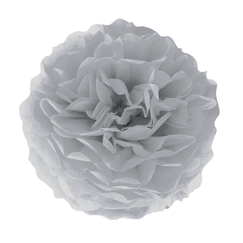 Papír pompom – szürke, 15 cm