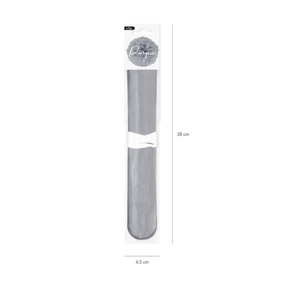 Pompon din hârtie – gri, 25 cm