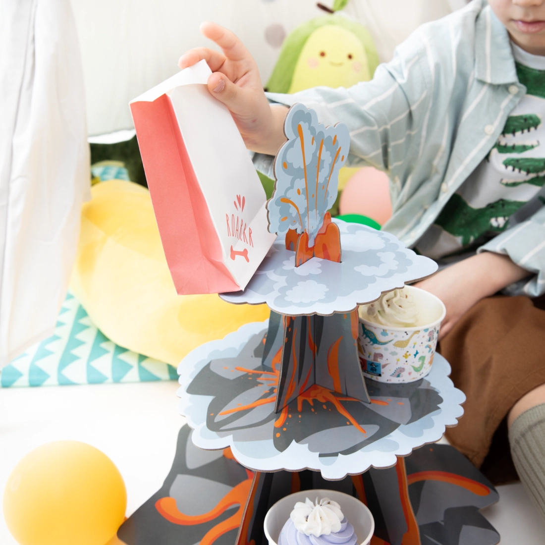 Suport din carton pentru cupcakes și brioșe, Dinozaur, 34x43 cm