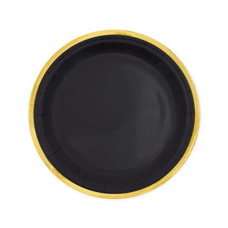 Papírový talíř černý Classic Gold 18 cm, 6 ks
