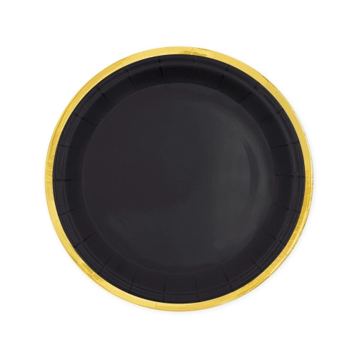 Papírtányér fekete Classic Gold, 18 cm, 6 db