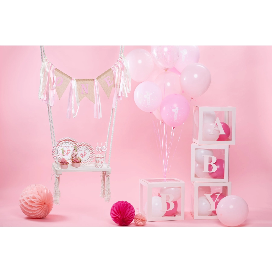 Papírtányér Baby Shower Rózsaszín Lábnyomok 18 cm, 6 db