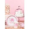 Farfurii din hârtie Baby Shower cu elefănțel roz, 18 cm, 6 buc.