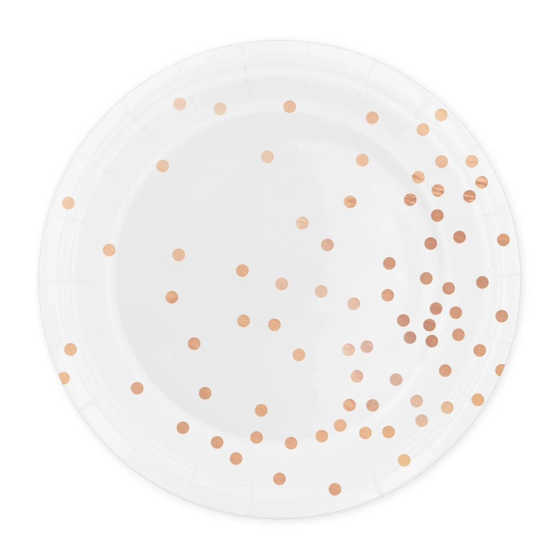 Fehér papírtányér rózsaarany pöttyökkel, 23 cm, 6 db