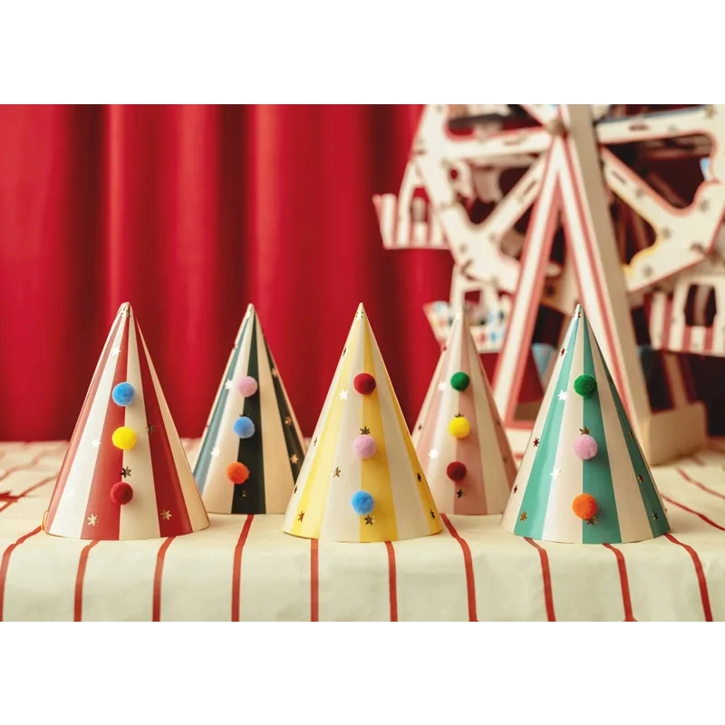 Pălării de petrecere cu ciucuri 16 cm, 6 buc.