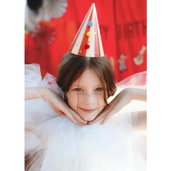 Pălării de petrecere cu ciucuri 16 cm, 6 buc.