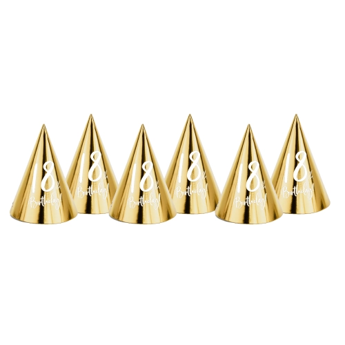 Pălării de petrecere pentru 18 ani – aurii, 6 buc.