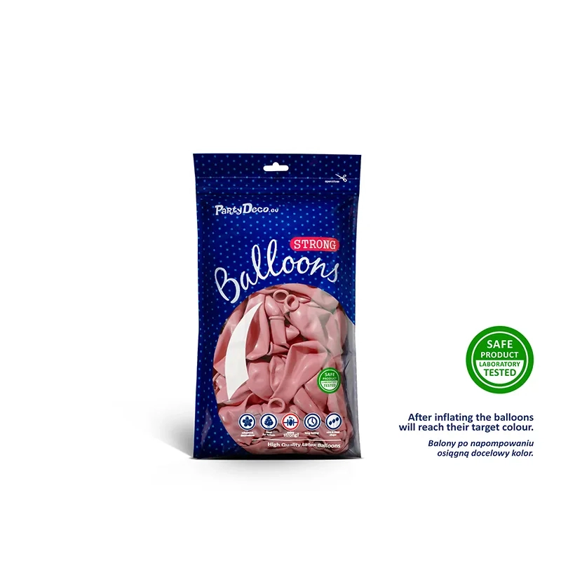 Baloane mini roz pastel 12 cm – extra rezistente, 100 buc.