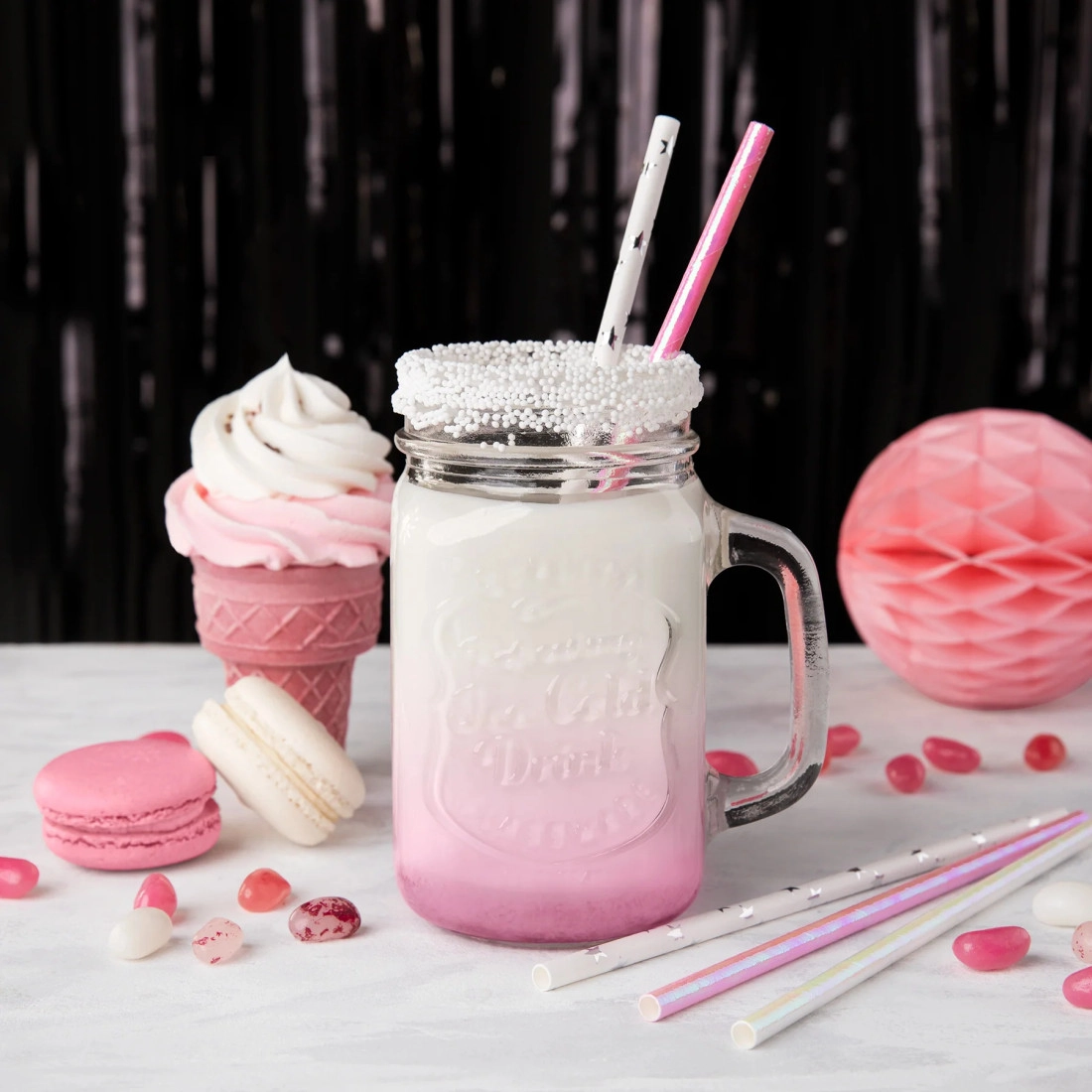 Gyöngyházfehér szívószálak – 10 db