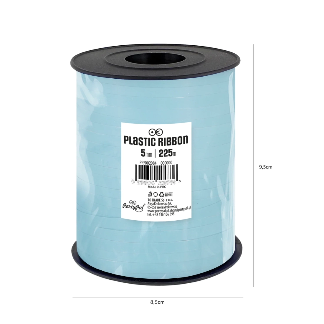 Panglică din plastic albastru pastel – 225 m