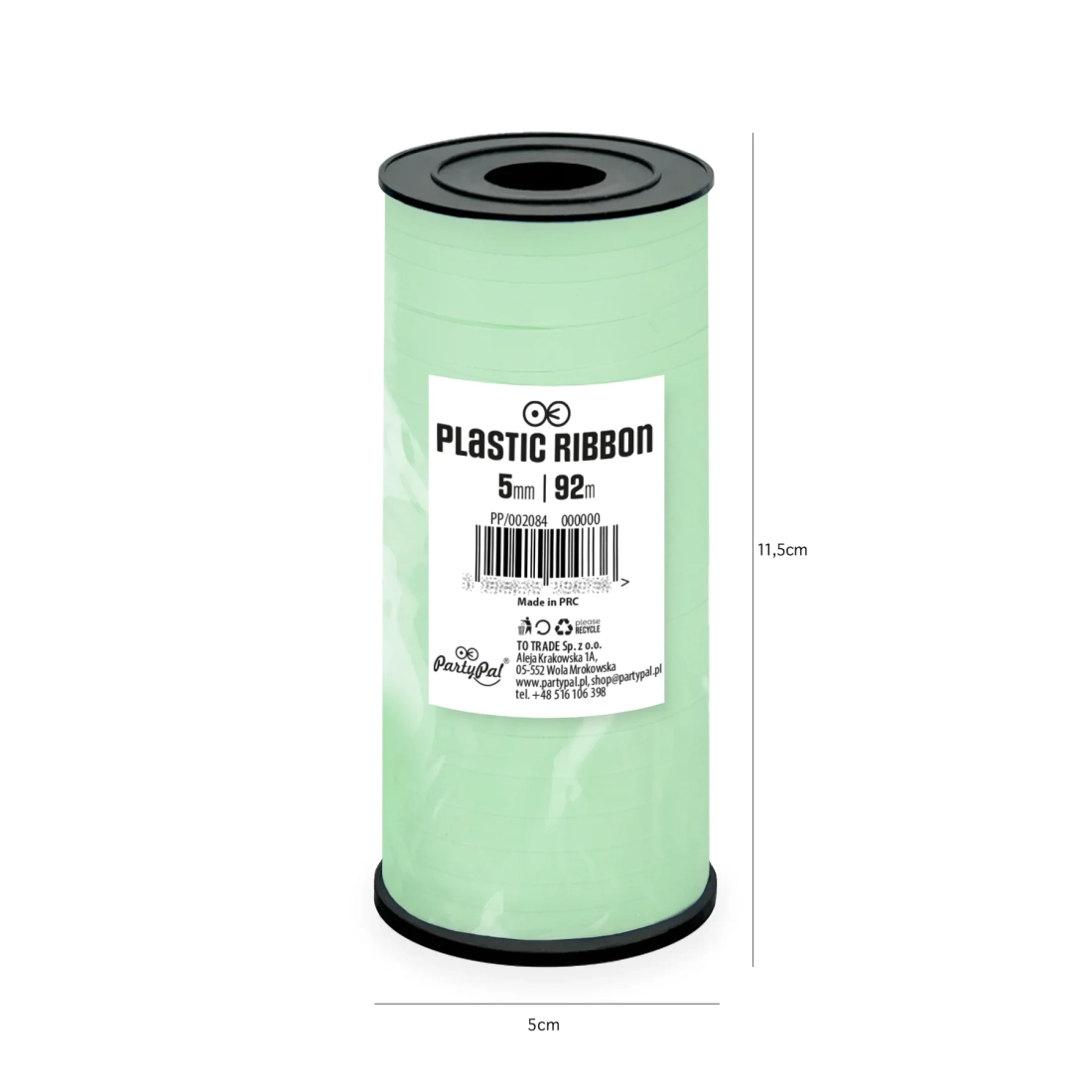 Panglică din plastic verde pastel – 92 m