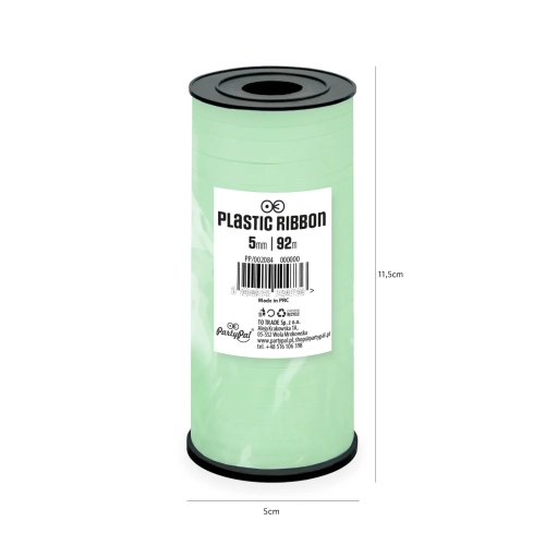 Panglică din plastic verde pastel – 92 m