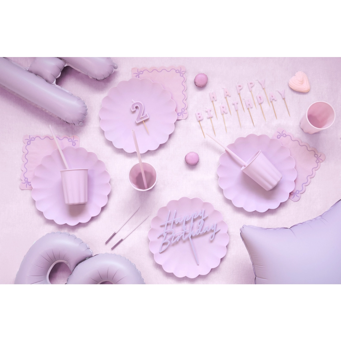 Paie din plastic mov cu perie, 12 buc.