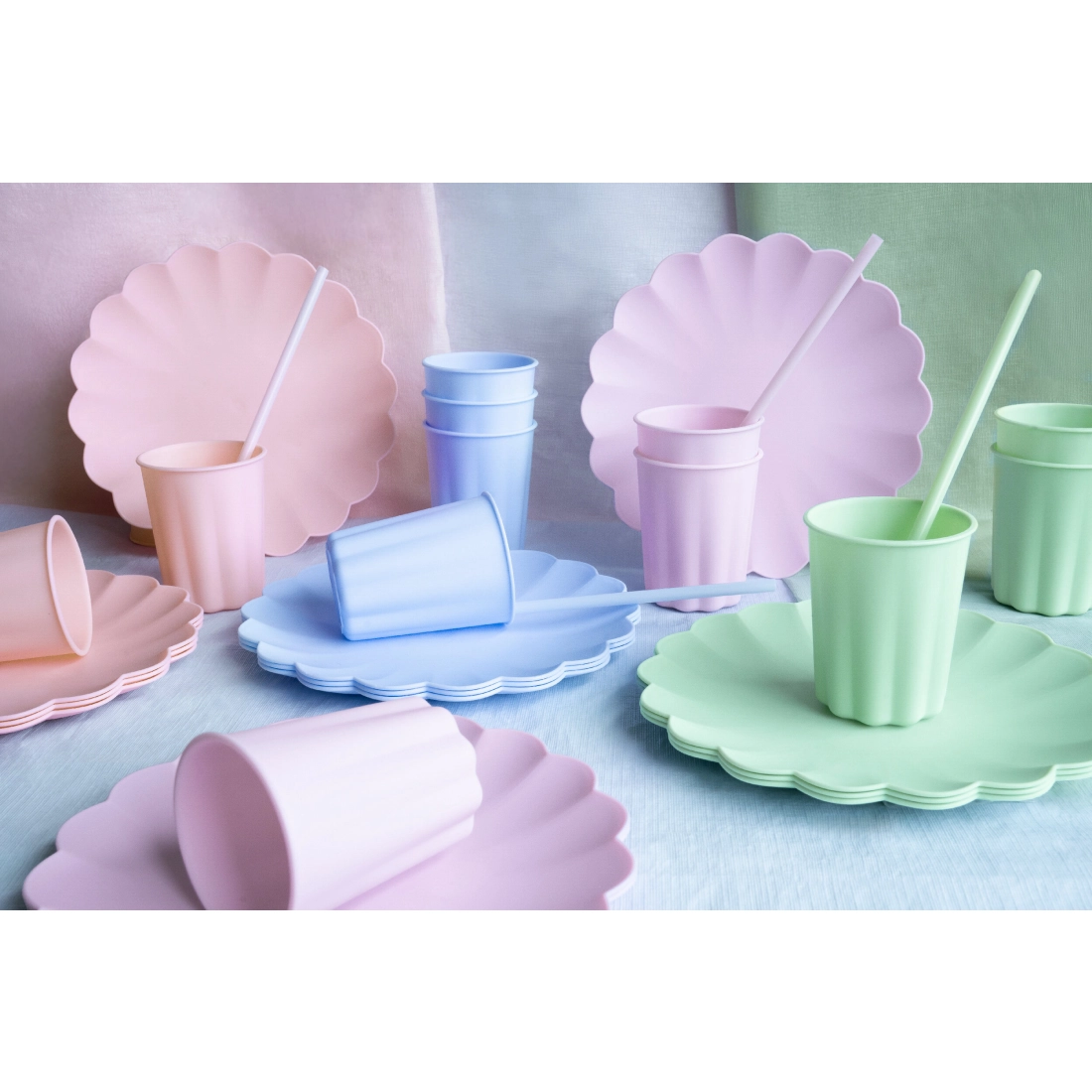 Paie din plastic mov cu perie, 12 buc.