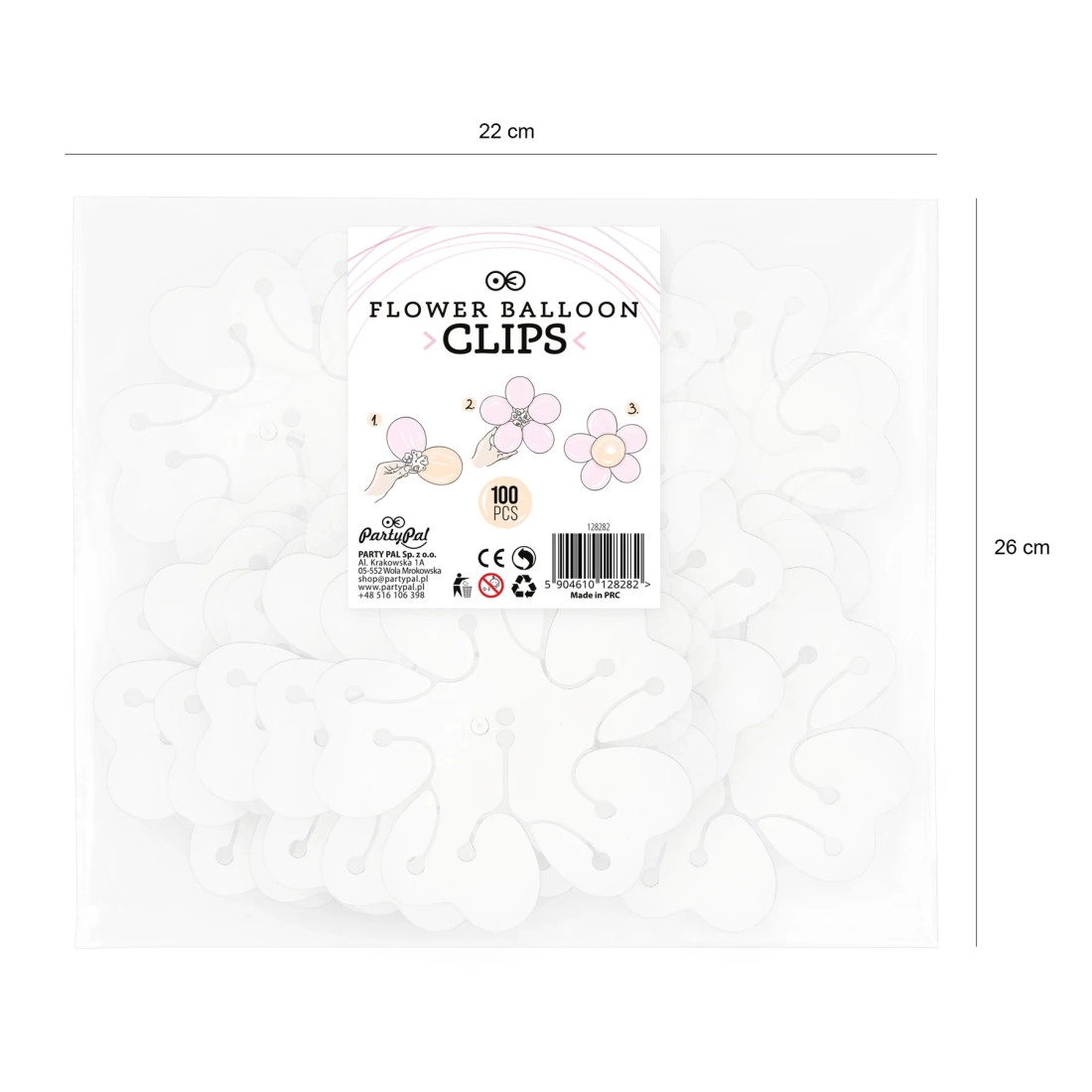 Műanyag lufikapcsok, 5 lufi összekötő, 100 db csomag