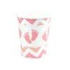 Pahare pentru Baby Shower cu urme roz, 220 ml, set 6 bucăți