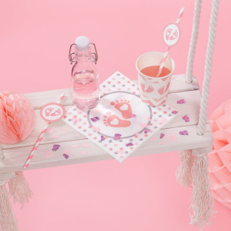 Kozarci za baby shower Rožnati odtisi 220 ml, 6 kosov