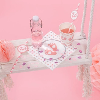 Pohár na oslavu Baby Shower Ružové Stopy 220 ml 6 ks