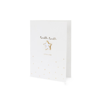 Pohľadnica Hviezda s metalickou potlačou - biela