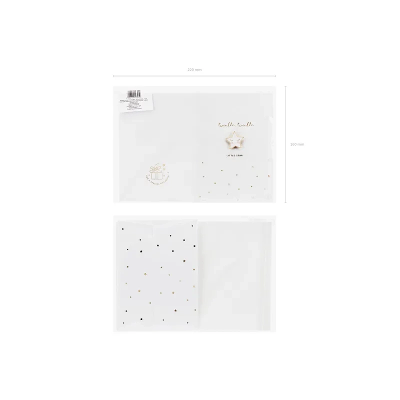 Képeslap Csillag metál nyomattal – fehér