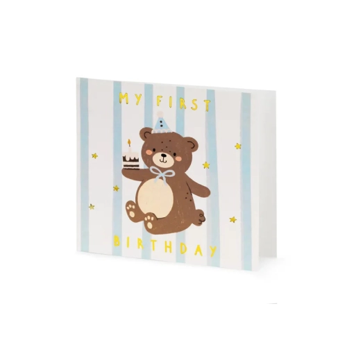Invitație pentru prima aniversare cu motiv Ursuleț