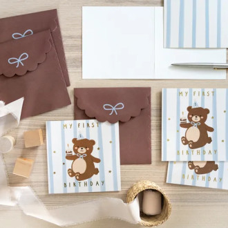 Vabilo za 1. rojstni dan z motivom Medvedka