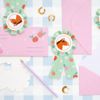 Vabila z motivom konj, kotiljonska oblika, 6 kosov, pastelne barve