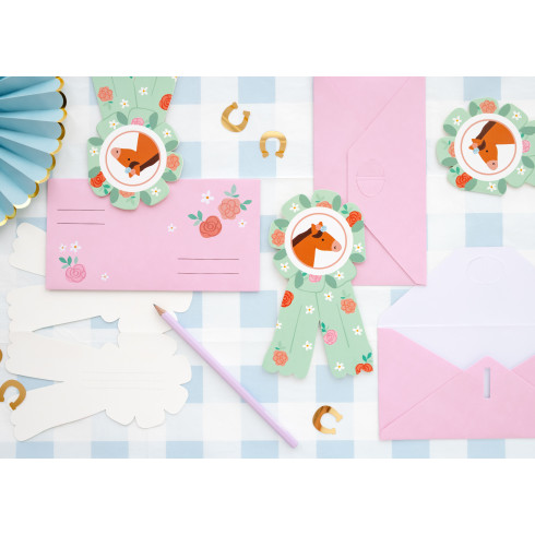 Vabila z motivom konj, kotiljonska oblika, 6 kosov, pastelne barve