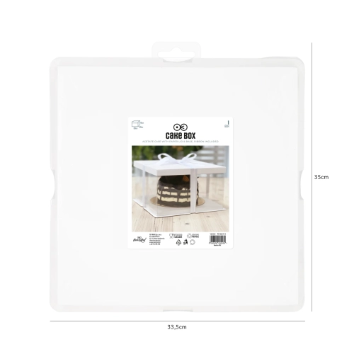 Cutie transparentă pentru tort cu fundiță 30x30x15 cm