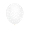 Átlátszó lufik fehér konfettivel 30 cm – 100 db