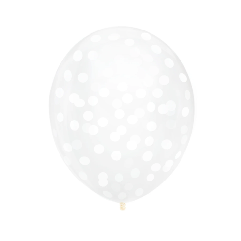 Átlátszó lufik fehér konfettivel 30 cm – 100 db Átlátszó lufik fehér konfettivel 30 cm – 100 db