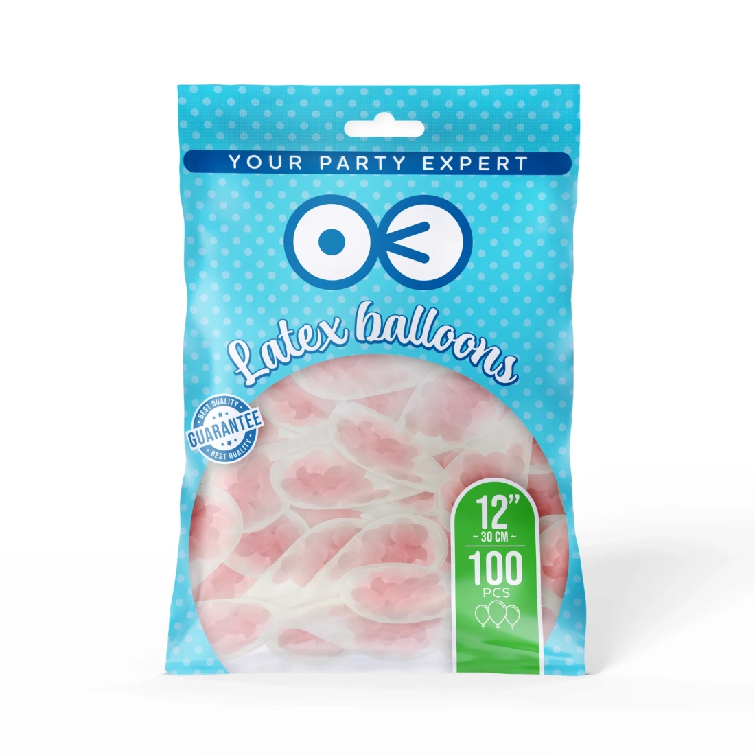 Baloane transparente cu confetti roz 30 cm - 100 buc.