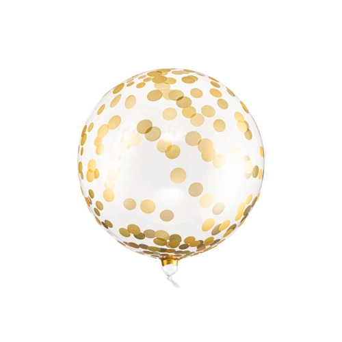 Balon transparent din folie bobo cu buline aurii 40 cm