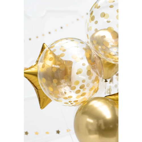 Balon transparent din folie bobo cu buline aurii 40 cm