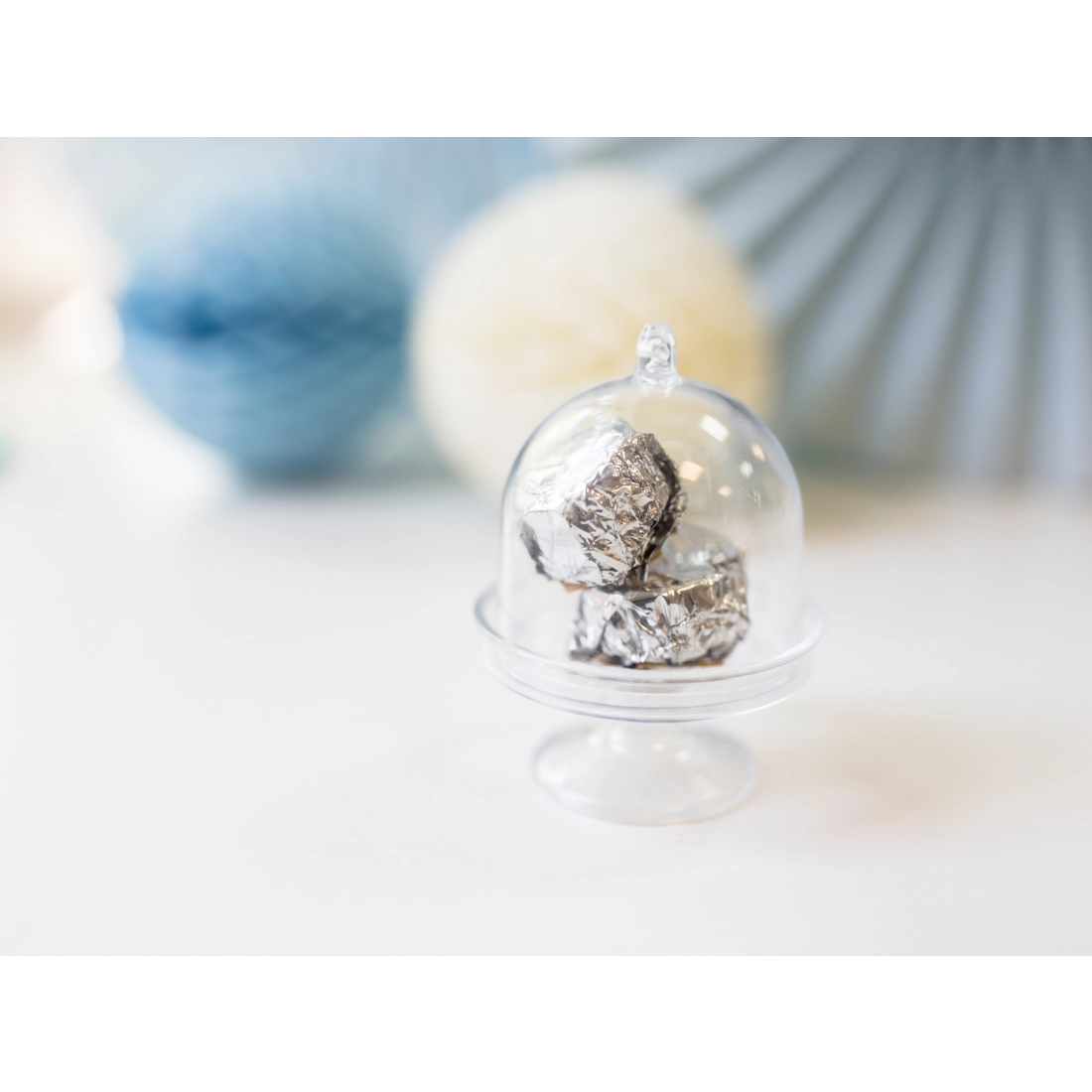 Mini suport transparent pentru prăjituri 5,5×7,5 cm – set 3 buc.