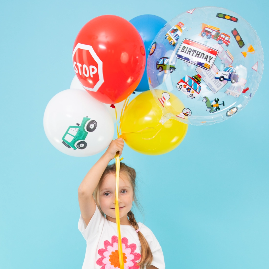 Átlátszó kerek lufi Autók motívummal 45 cm