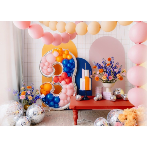 3-as számú lufikeret, 126 cm, ezüst – eredeti partidekoráció