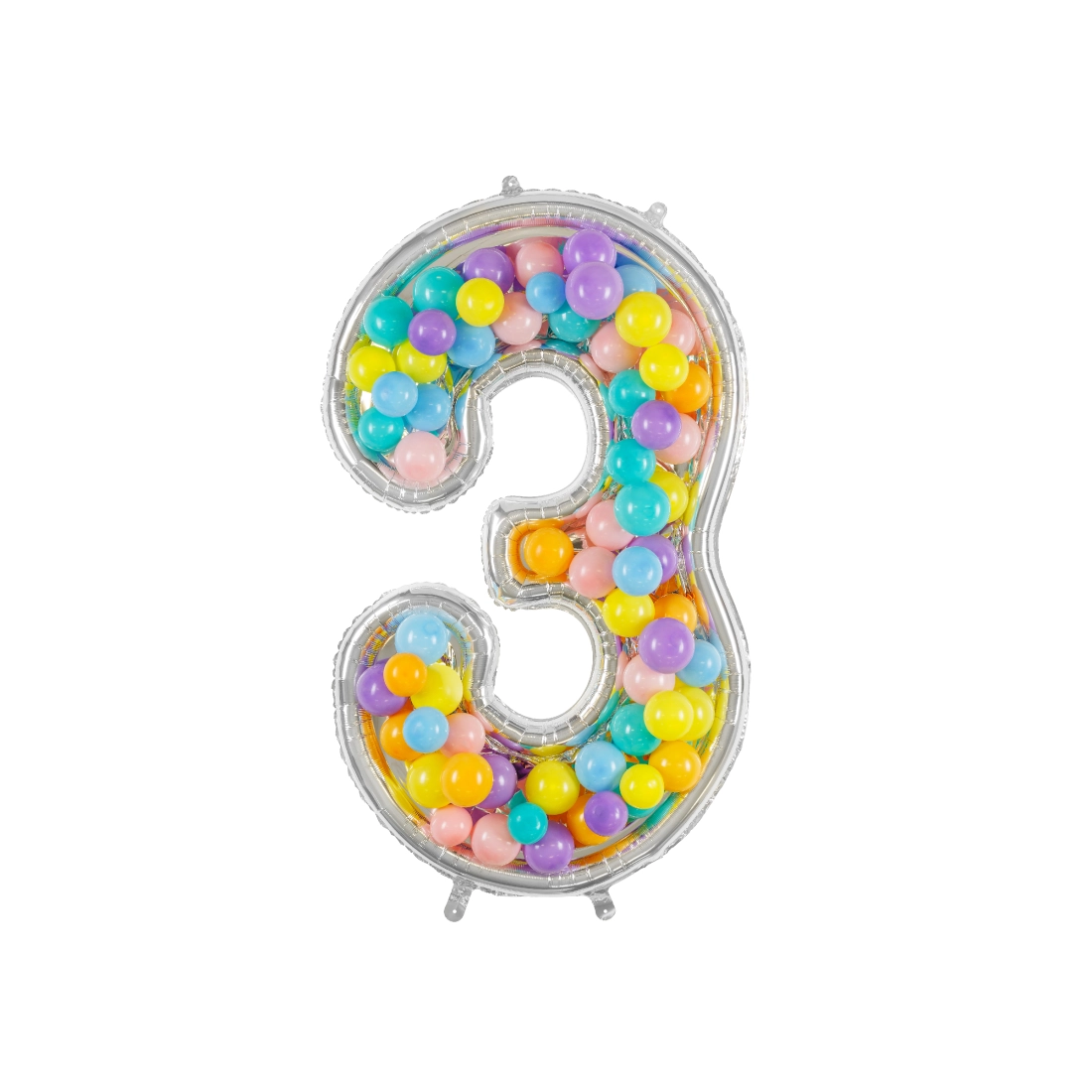 3-as számú lufikeret, 126 cm, ezüst – eredeti partidekoráció