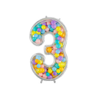 Okvir za balone št. 3, 126 cm, srebrn – izvirna dekoracija za praznovanje